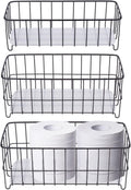 HANZE [Set of 3 Small Metal Wire Storage Organizer Basket Bins, Baskets for Household Purposes - Black