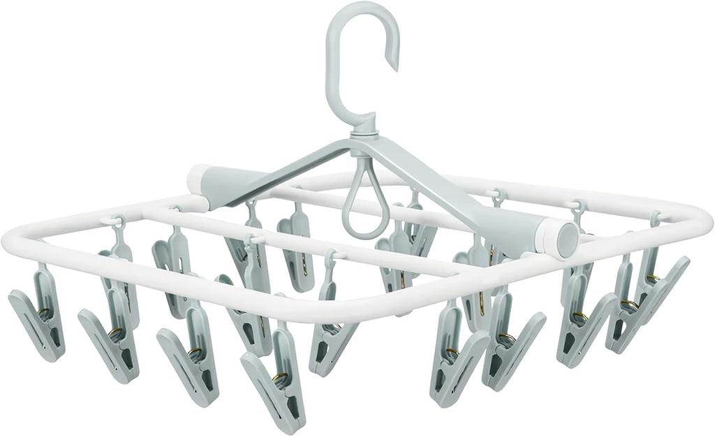 Plastic PP Drying Hanger, Anti-Rusty Drying Rack for Clothes, Socks, Lingeries, Delicates, Drying Hanger with 20 Clips for Baby Clothes, Towels