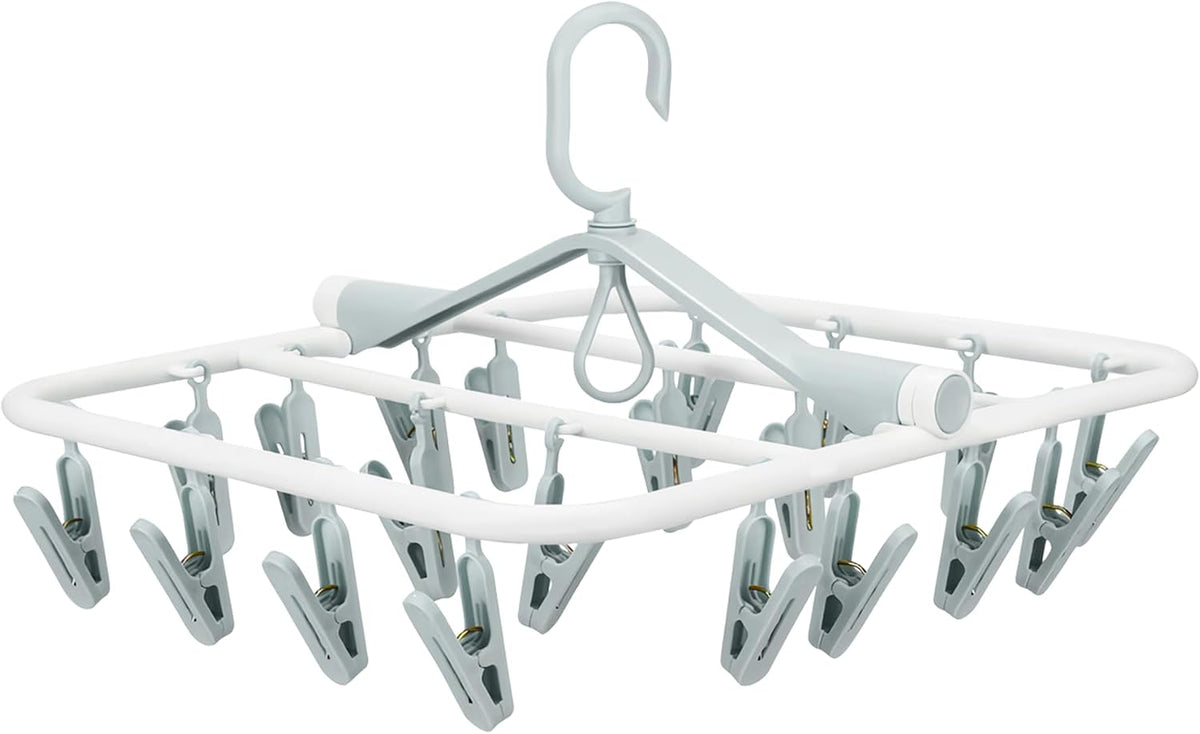 Plastic PP Drying Hanger, Anti-Rusty Drying Rack for Clothes, Socks, Lingeries, Delicates, Drying Hanger with 20 Clips for Baby Clothes, Towels