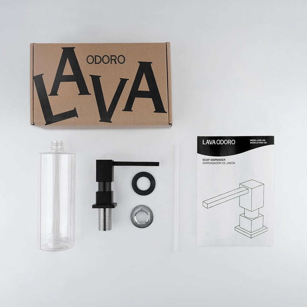 Lava Odoro Soap Dispenser for Kitchen Sink, Black Sink Soap Dispenser Pump
