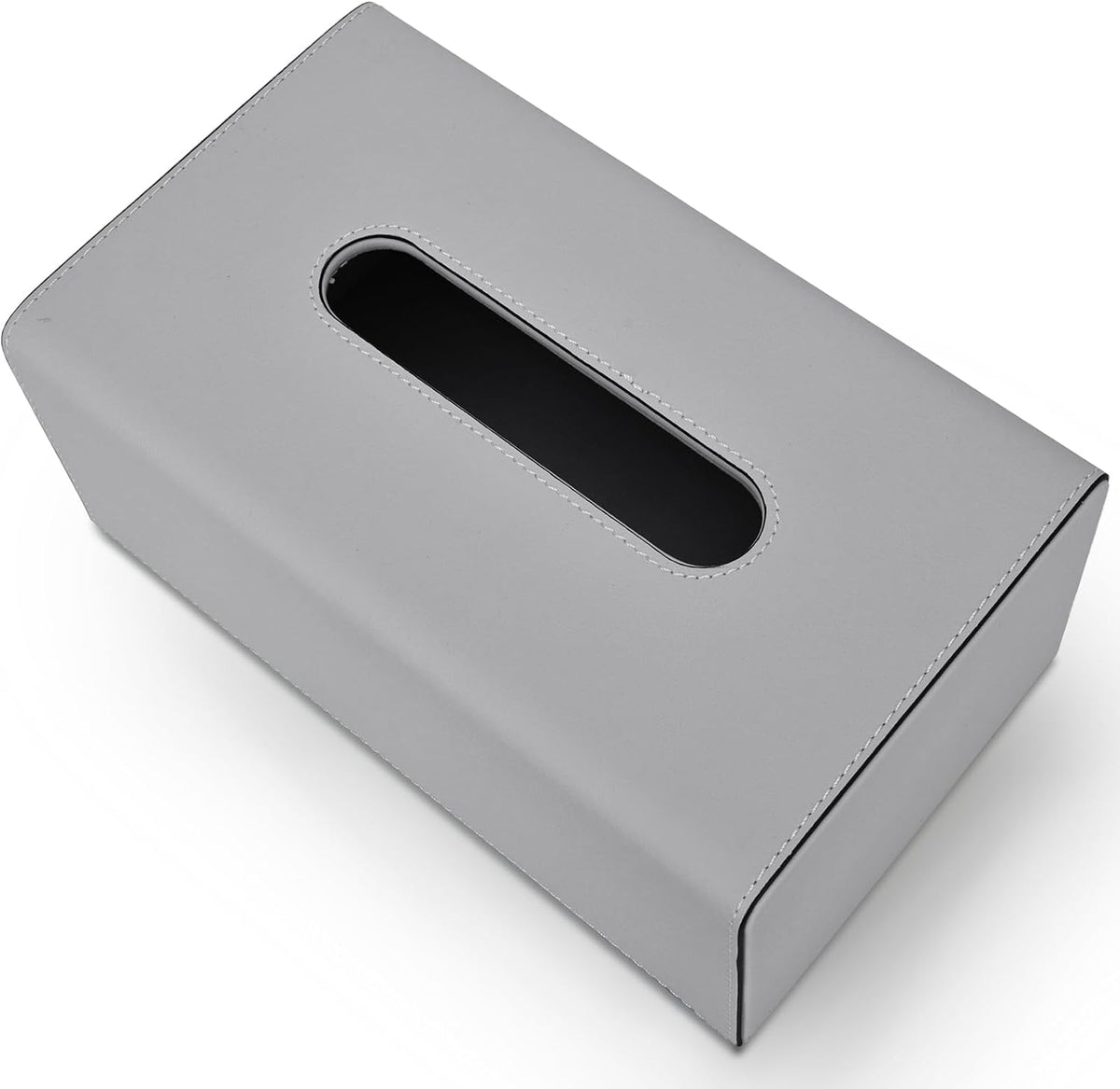 Tissue Box Cover, PU Leather Rectangular Tissue Box Holder with Magnetic Bottom Cover for Facial Tissues/Napkins, Office & Living Room Decor Box for Standard 120-count (3-Ply) 160-count (2-Ply) Gray