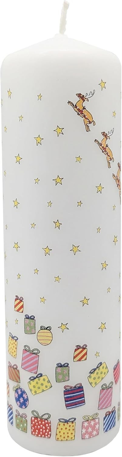 Alison Gardiner Santa's Sleigh Pillar Candle, 70hr Burn, Unscented