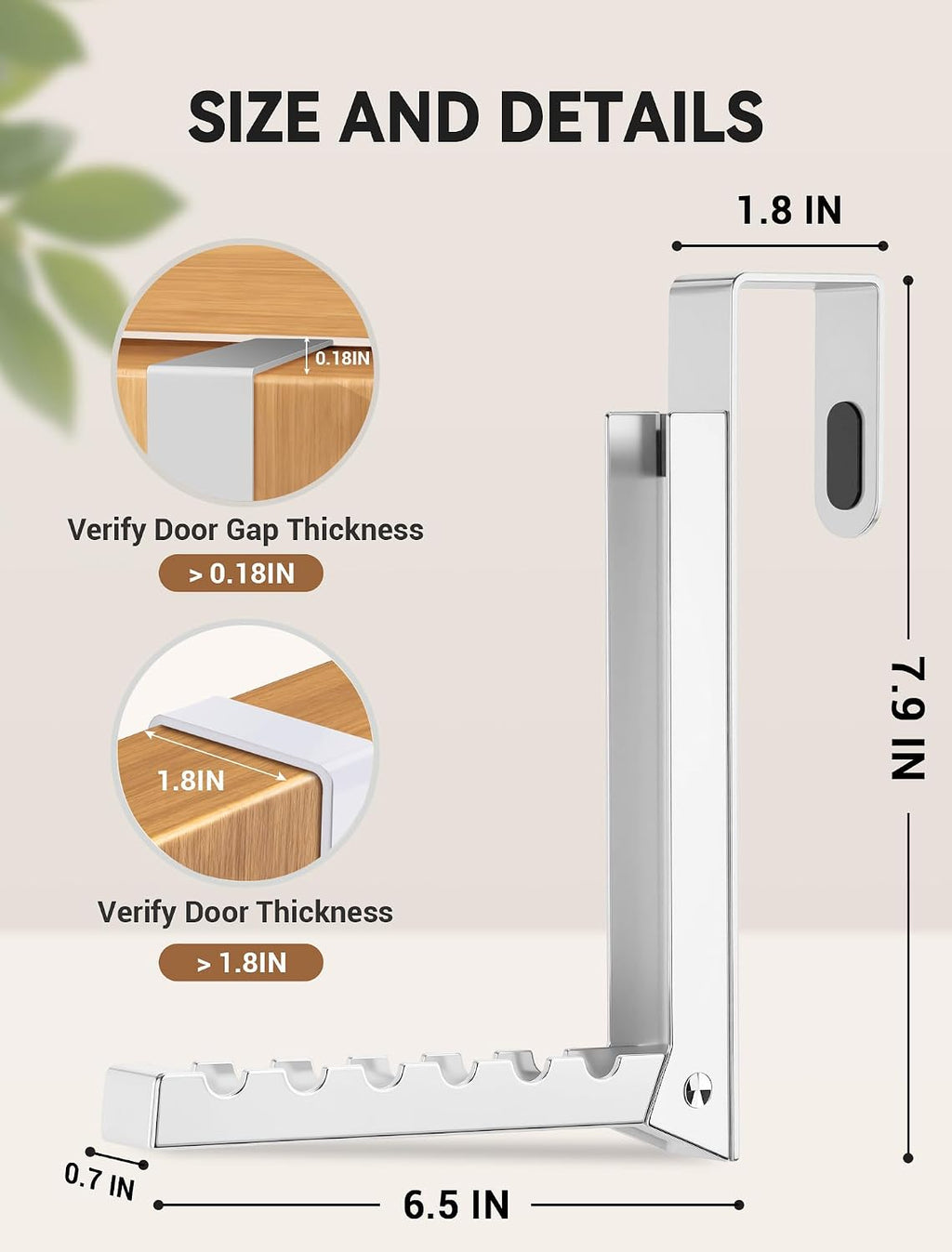 2-Pack Over the Door Hanger Hooks with Extra Anti-slip Pads for Laundry