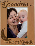 KATE POSH Grandson I Love You to the Moon and Back Engraved Wood Picture Frame, Grandma Grandpa Gifts, Christmas, Birthday, Mother's Day, Father's Day (4x6 Vertical)