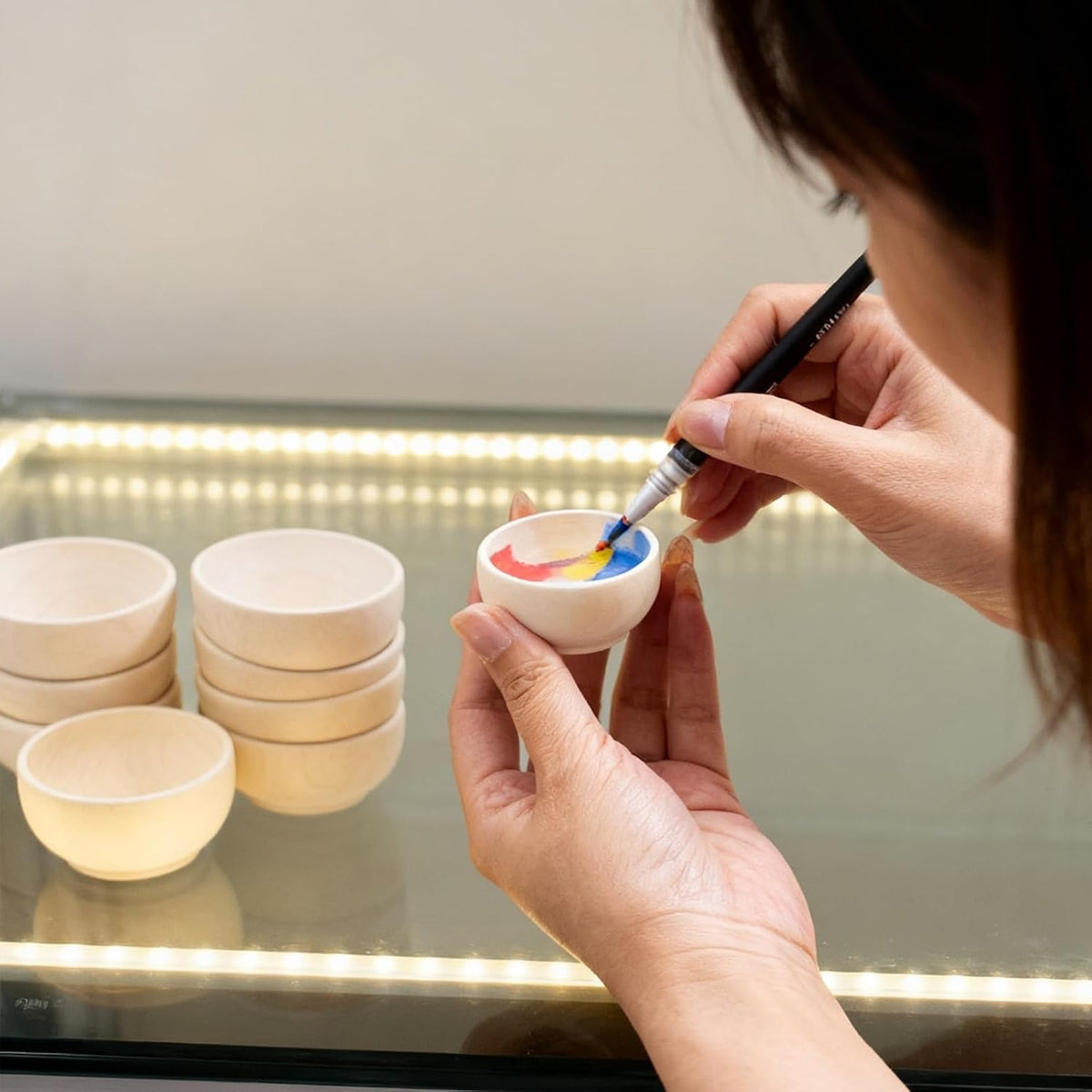 16 PCS Wooden Pinch Bowls, 2 Size Mini Unfinished Bowl, Round Condiment Container, for DIY Crafts, Painting, Sorting, Dips Sauce, Nuts, Spice, Candy (1.2'' x 2.2'', 1'' x 1.6'')