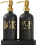 MOMEEMO Soap Dispenser for Kitchen Sink with Ceramic Tray, Black & Gold