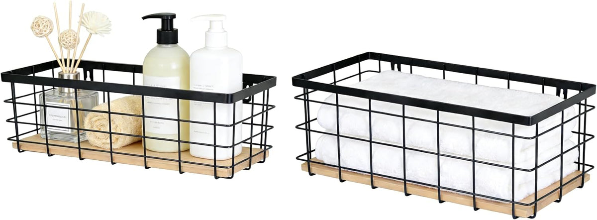 ShabbyDecor Metal Wire Basket for Kitchen Cabinets,Pantry,Bathroom,Set of 2