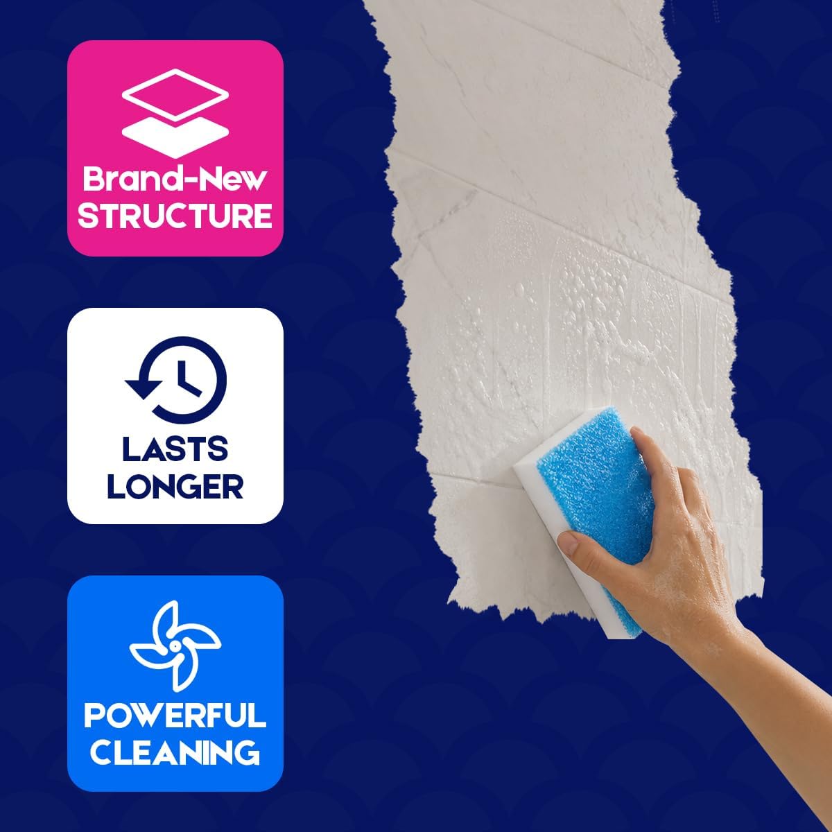 LAUNDRYLUX Magic Sponge Erasers for Shower & Tub, 4 Pack Melamine Sponges