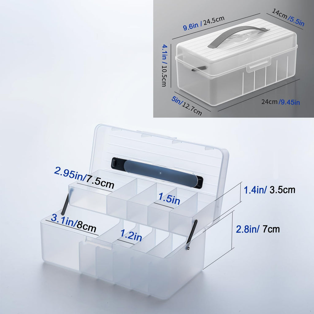 Vidifor 2-Layer Cable Organizer Box with 20 Cable Ties, Portable Cord, Charger and Bandages Storage for Drawer, Desk, Office & Home (White)