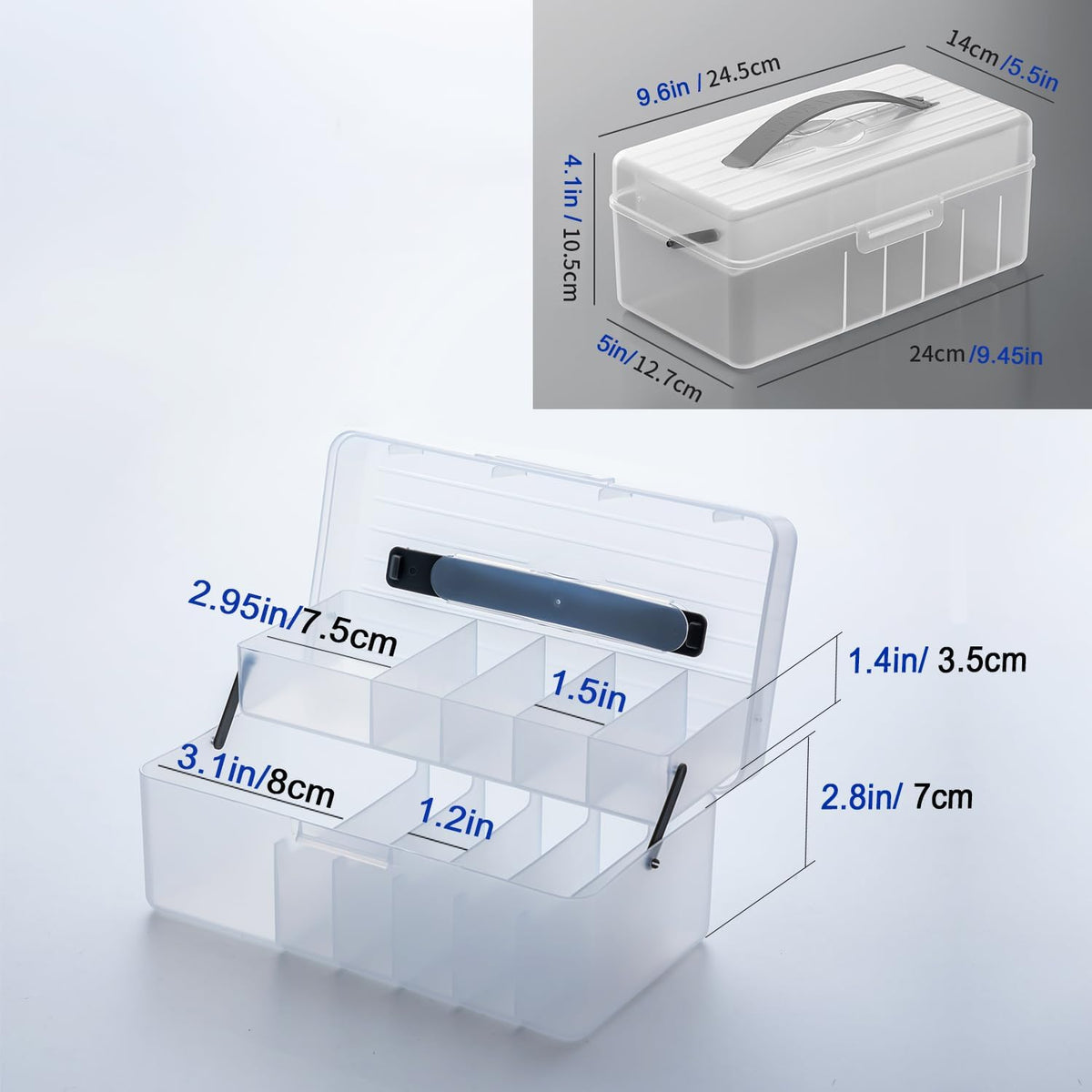 Vidifor 2-Layer Cable Organizer Box with 20 Cable Ties, Portable Cord, Charger and Bandages Storage for Drawer, Desk, Office & Home (White)