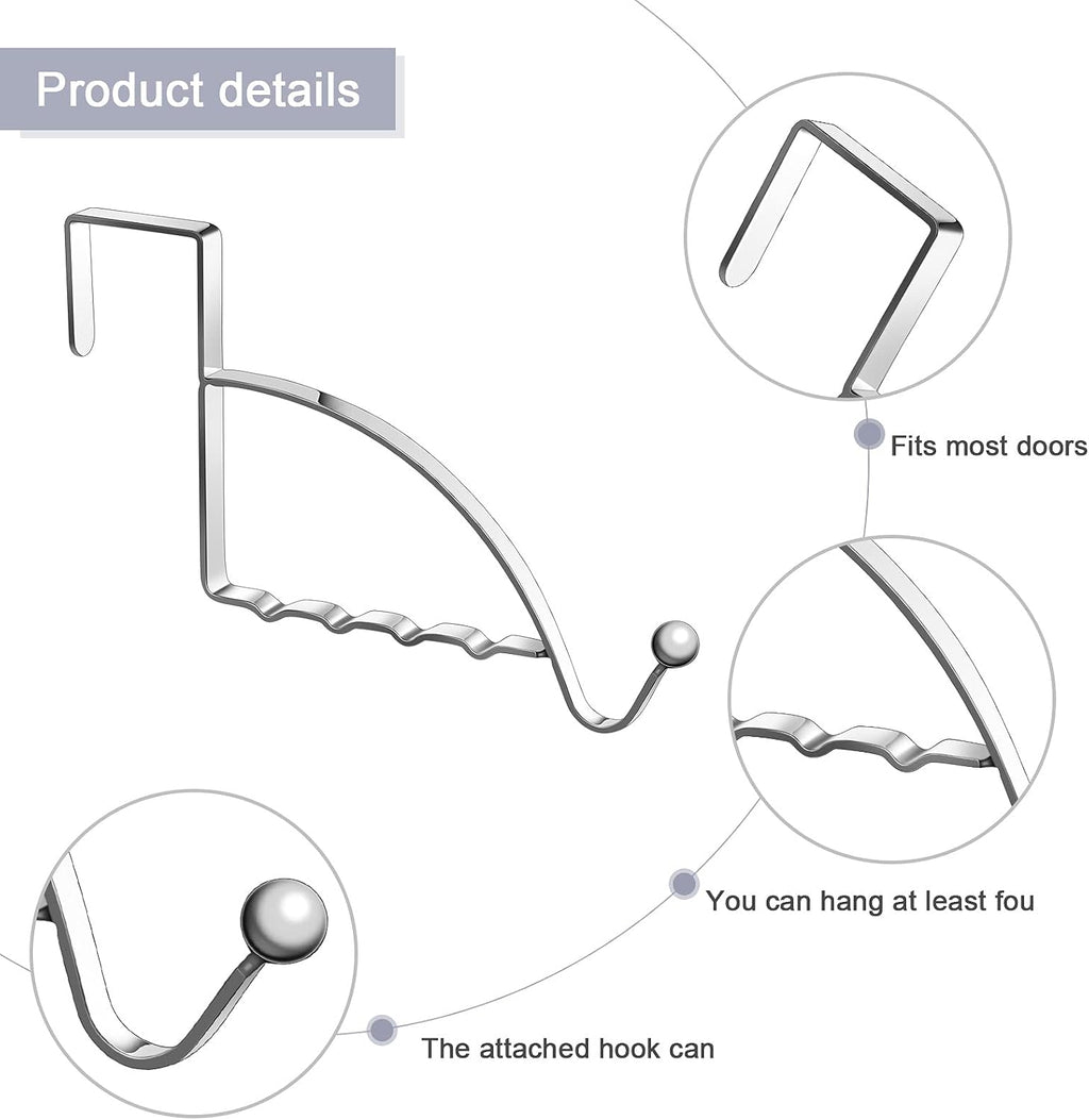 Hotop 2 Pcs Metal Over The Door Hooks, Clothes Hanger, Silver