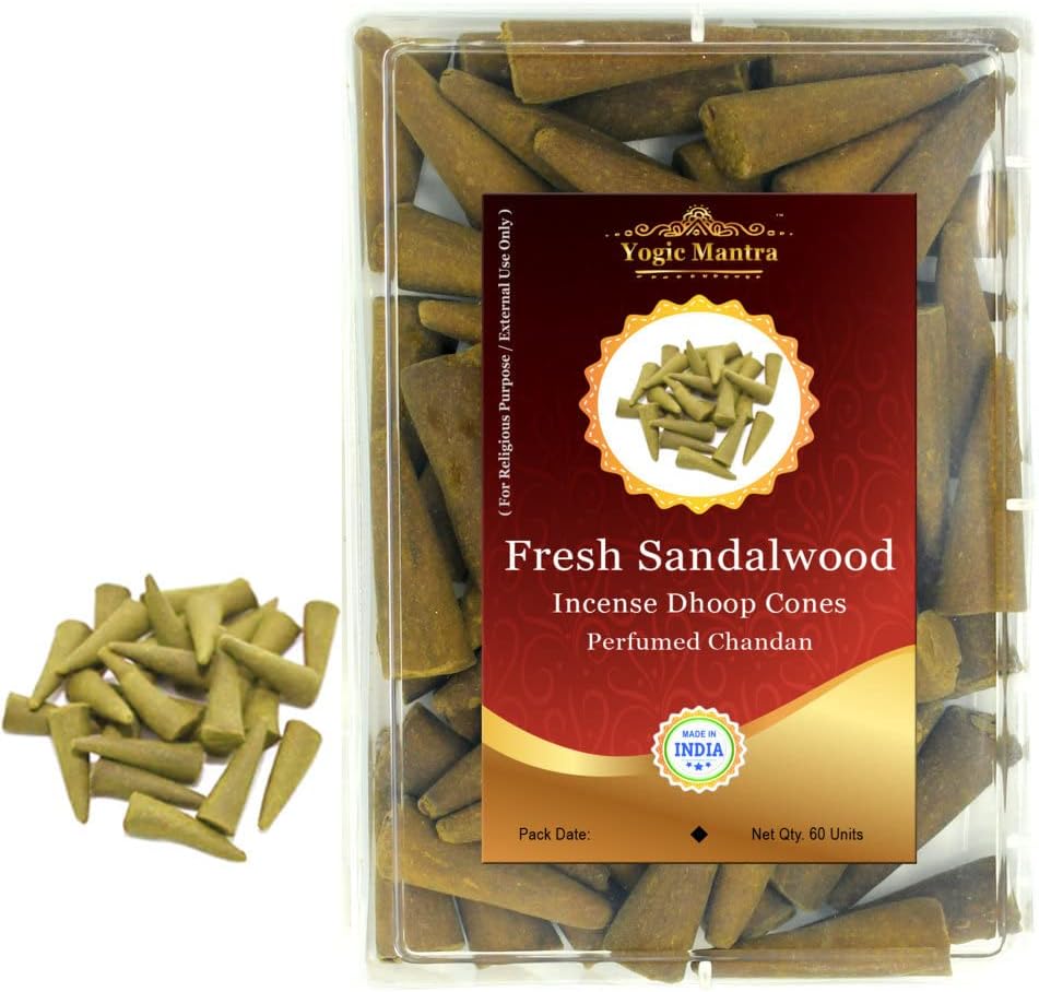 Sandalwood Dhoop Incense Cones | 60 Pcs | 1.5" | Aromatic Chandan Fragrance