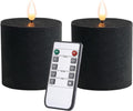 volnyus Black Flameless LED Pillar Candles Set of 2, 3x3 Inches Flat Top