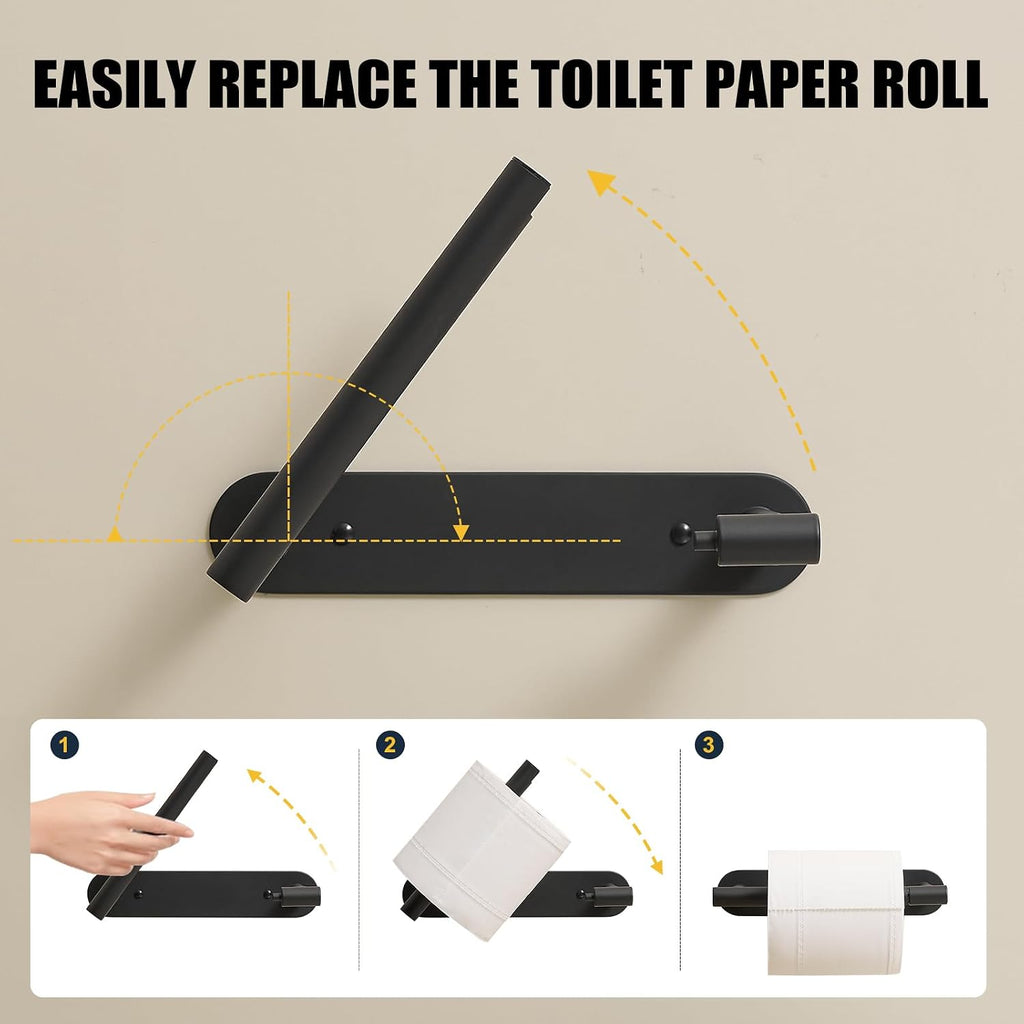 BESy Toilet Paper Holder, Bathroom Tissue Holder Wall Mount Matte Black