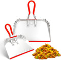 2 Pack Metal Dust Pan 17" and 12", Aluminum Heavy Duty Dust Pans with Non-Slip Rubber Handle, Durable Lightweight Large & Small Dustpan for Sweeping, Garage, Leaf, Household, Outdoor Cleaning