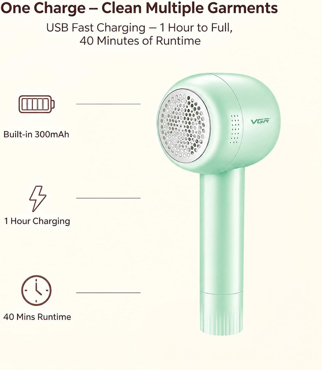 VGR 813 Rechargeable Fabric Shaver,6-Blade Lint Remover,Green
