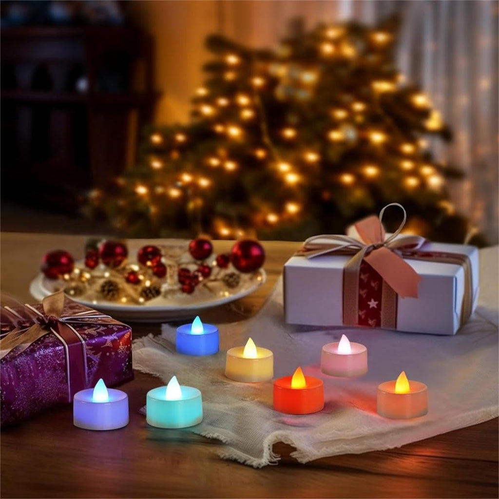 BEICHI 12Pack Color Changing LED Tea Lights,200+ Hours Life,White Body