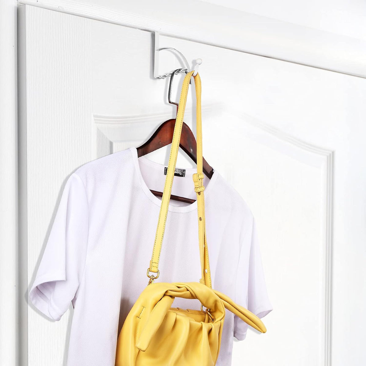 Hotop 2 Pcs Metal Over The Door Hooks, Clothes Hanger, White