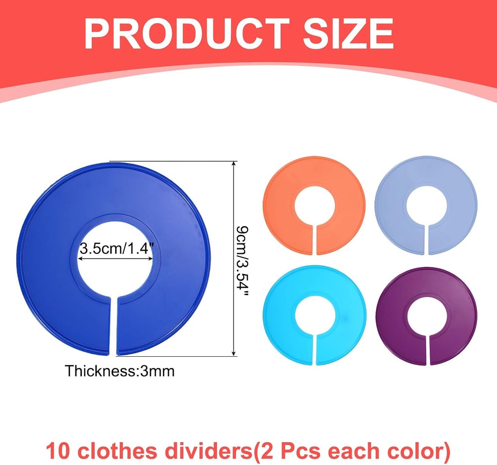 uxcell 10Pcs Clothes Dividers Round Closet Rack Dividers 5 Colors