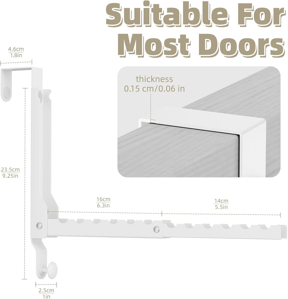 BAKON Folding Over the Door Hanger with 1 Hook, Heavy Duty Over Door Hooks
