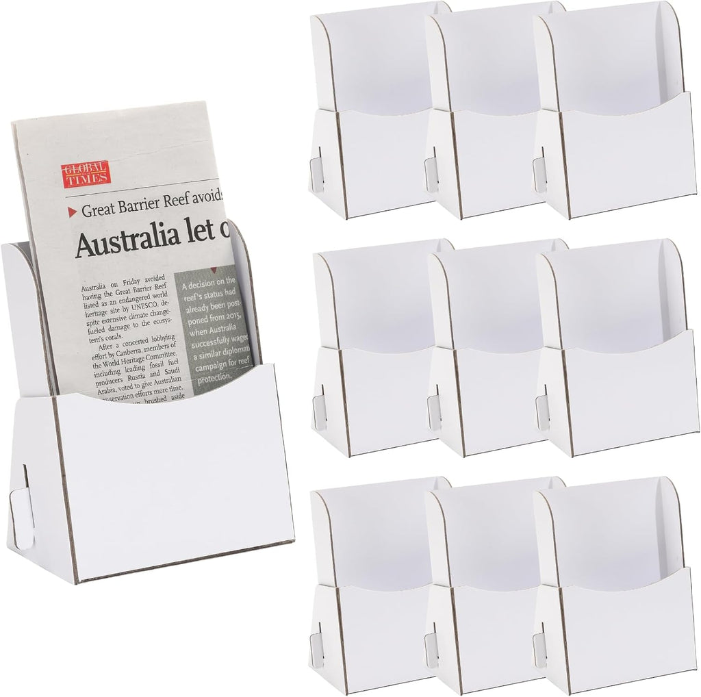 Corrugated Trifold Brochure Holder 4.33 x 5.51 Inch, Rack Card Holder Literature Paper Flyer Display Stand Bookmark Display for Magazine, Pamphlet, Booklets, Menu, Offices,10 Count