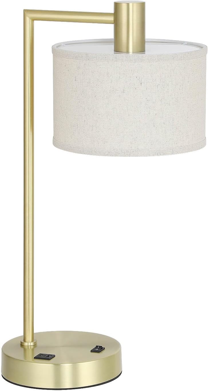 XiNBEi Lighting Table Lamp USB Desk Lamp for Bedroom, Satin Brass