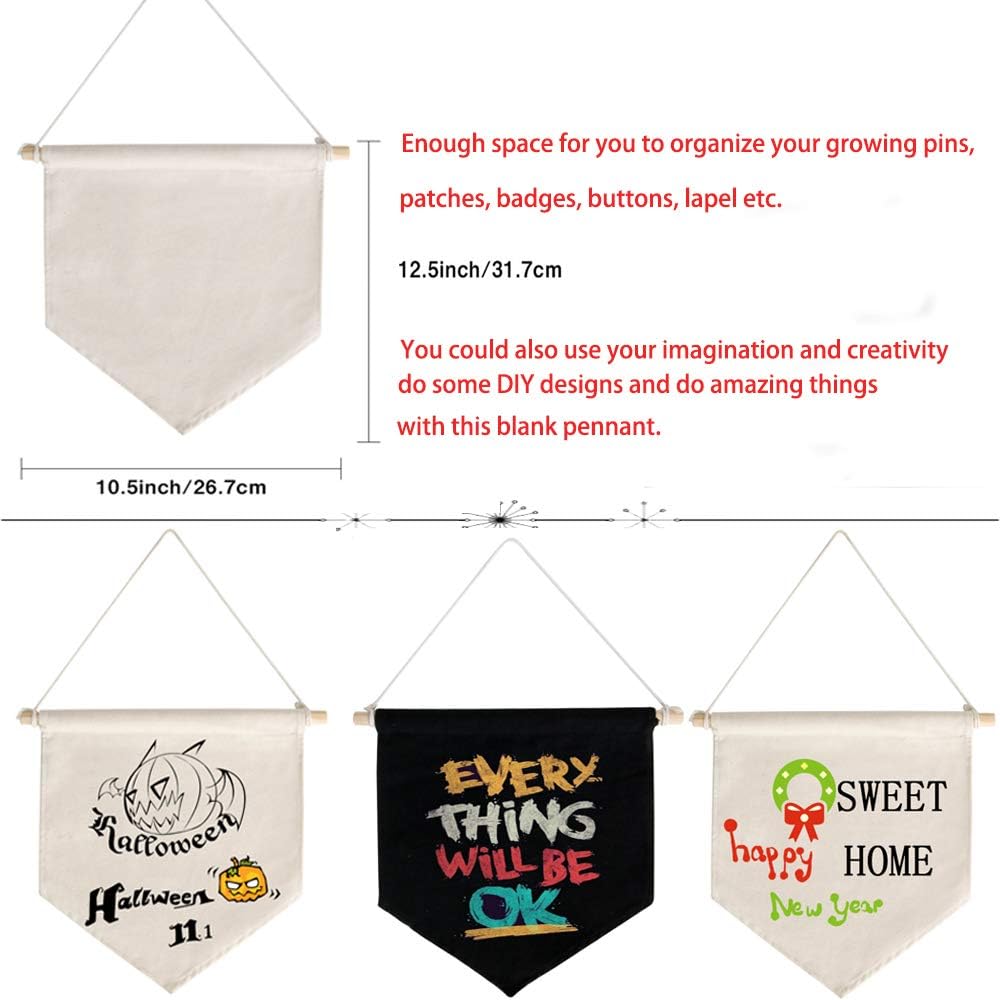 Enamel Pin Wall Display Banner Holder, Blank Canvas Banner Wall Hanging Brooch Jewelry Storage Case Display Storage Set for Pin and Brooch Collections (Beige A+Black A)