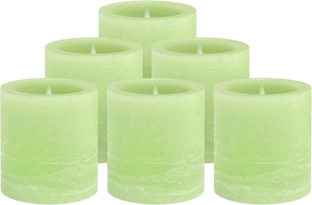 FURORA LIGHTING Green Marble Real Wax Votive LED Candles, 6-Pack