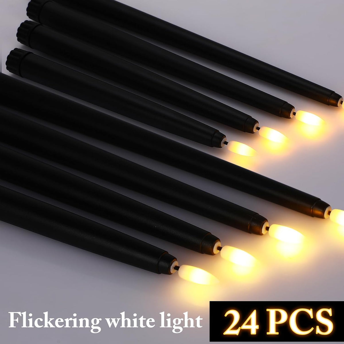 Rossesay 48 Pcs Flameless Taper Candles LED Taper Candles, Black