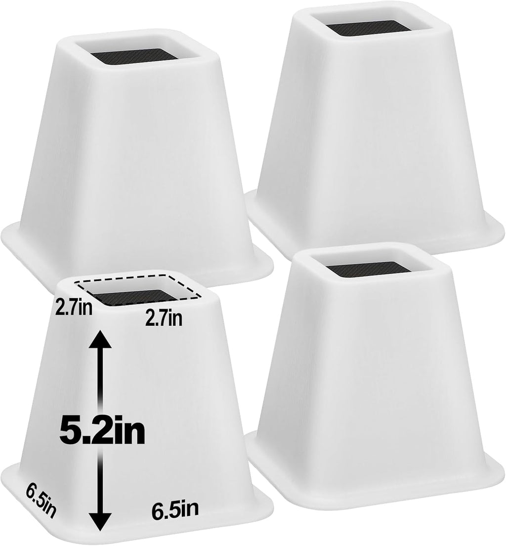 Bigmeta 6" Stable Bed Risers for Dorm Twin XL - White, 4 Pcs