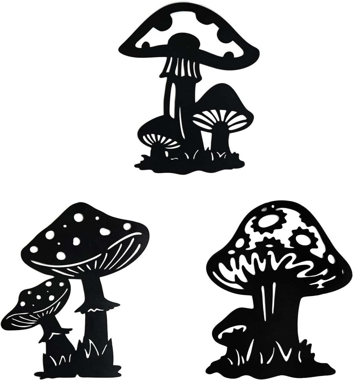 QZGXDECO Metal Mushroom Wall Decor - 3 Pack 9 inches Mushroom Wall Art Decor Hanging Decoration for Indoor Outdoor,Metal Plant Art Sculpture for Home Garden Fence Kitchen Bedroom Bathroom Living Room