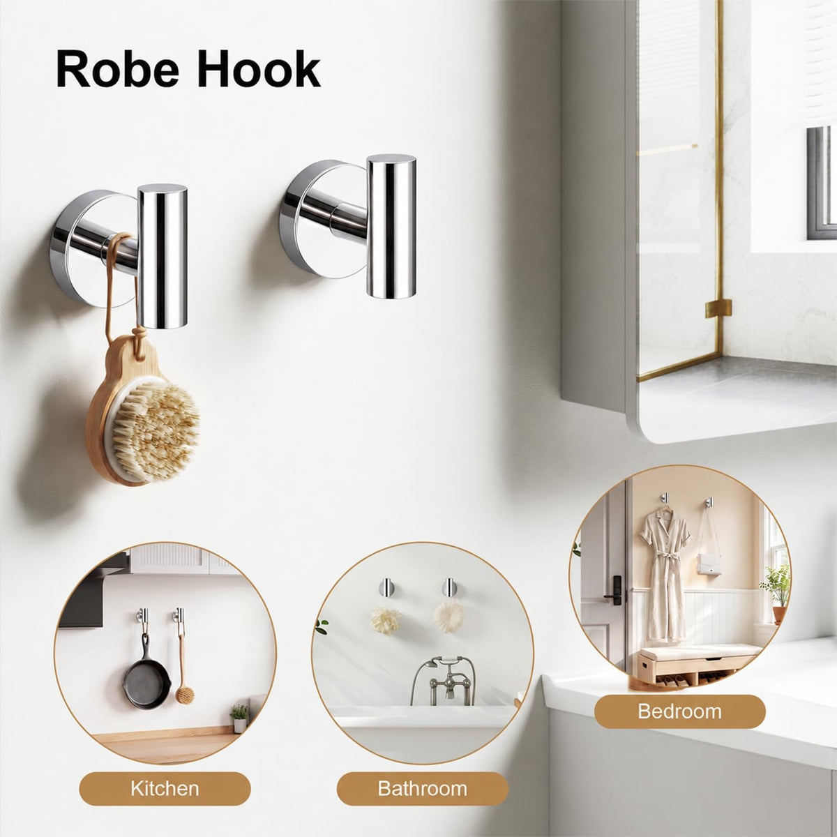 Chrome Bathroom Accessories Set, 6 Pieces Bathroom Hardware Set Chrome Bathroom Set, 24 Inch Towel Racks for Bathroom, SUS304 Stainless Steel Bath Towel Bar Set Toilet Paper Holder Wall Mounted
