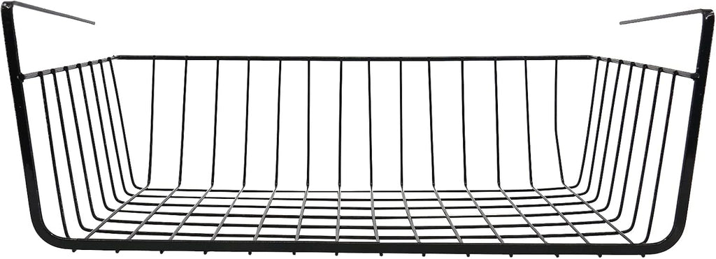 Under Shelf Baskets for Storage, Under Shelf Wire Basket Carbon Steel Basket Under Cabinet Shelf, Welding Joints, Baking Finish, Easy to Install without Holes, 6 PCS, Black