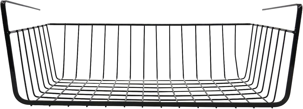 Under Shelf Baskets for Storage, Under Shelf Wire Basket Carbon Steel Basket Under Cabinet Shelf, Welding Joints, Baking Finish, Easy to Install without Holes, 6 PCS, Black