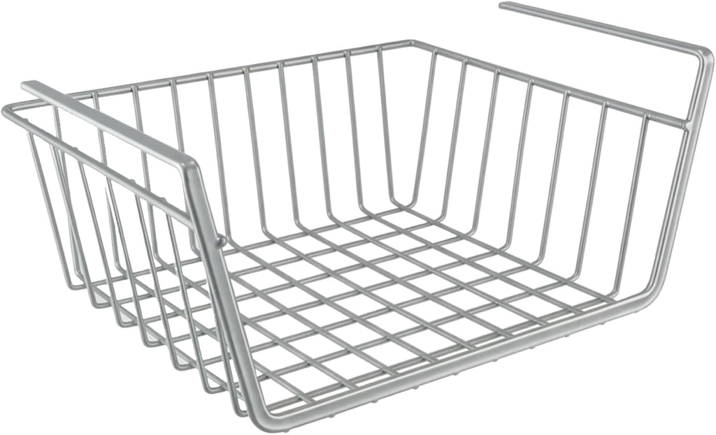DecorRack Under Shelf Wire Basket, Space-Saving Organizer, Silver (1 Pack)