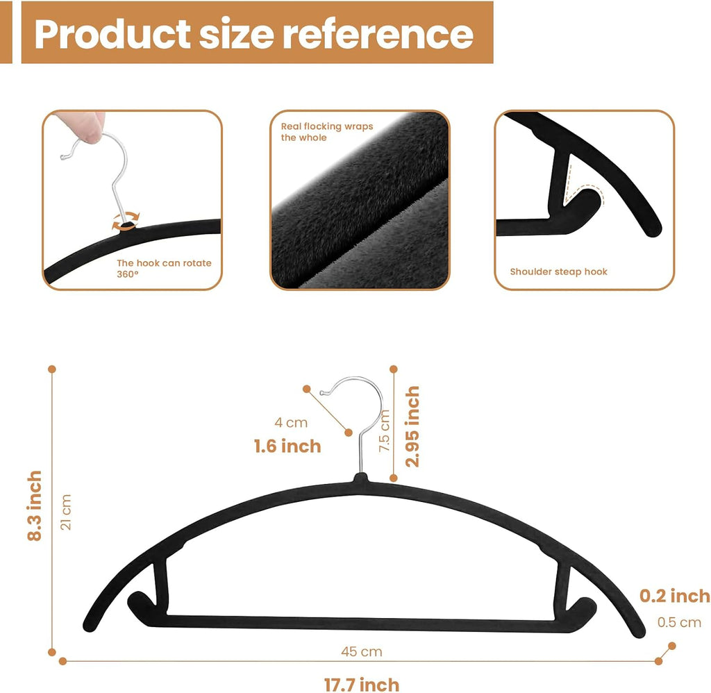 Jiang&Rong 60 Pack Black Velvet Hangers