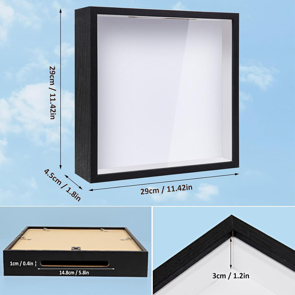 ZEEYUAN Adventure Archive Box 12x12inch Adventure Box for Travel Life in a Box Memories Shadow Box with Slot, Top Loading Tickets keepsake Box Display Travel Frame, ZYBOX01