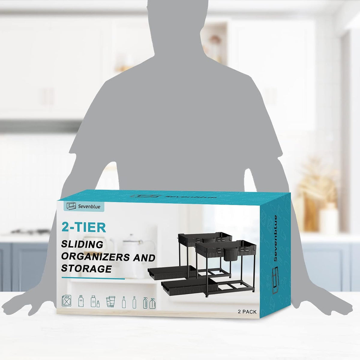 Sevenblue 2-Pack 2-Tier Under Sink Organizers with Sliding Drawers