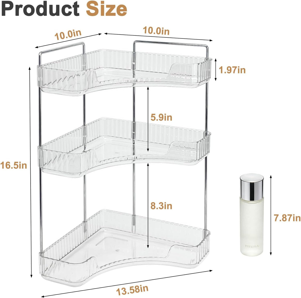 Goderewild Corner Bathroom Counter Organizer, 3-Tier Vanity Tray Shelf