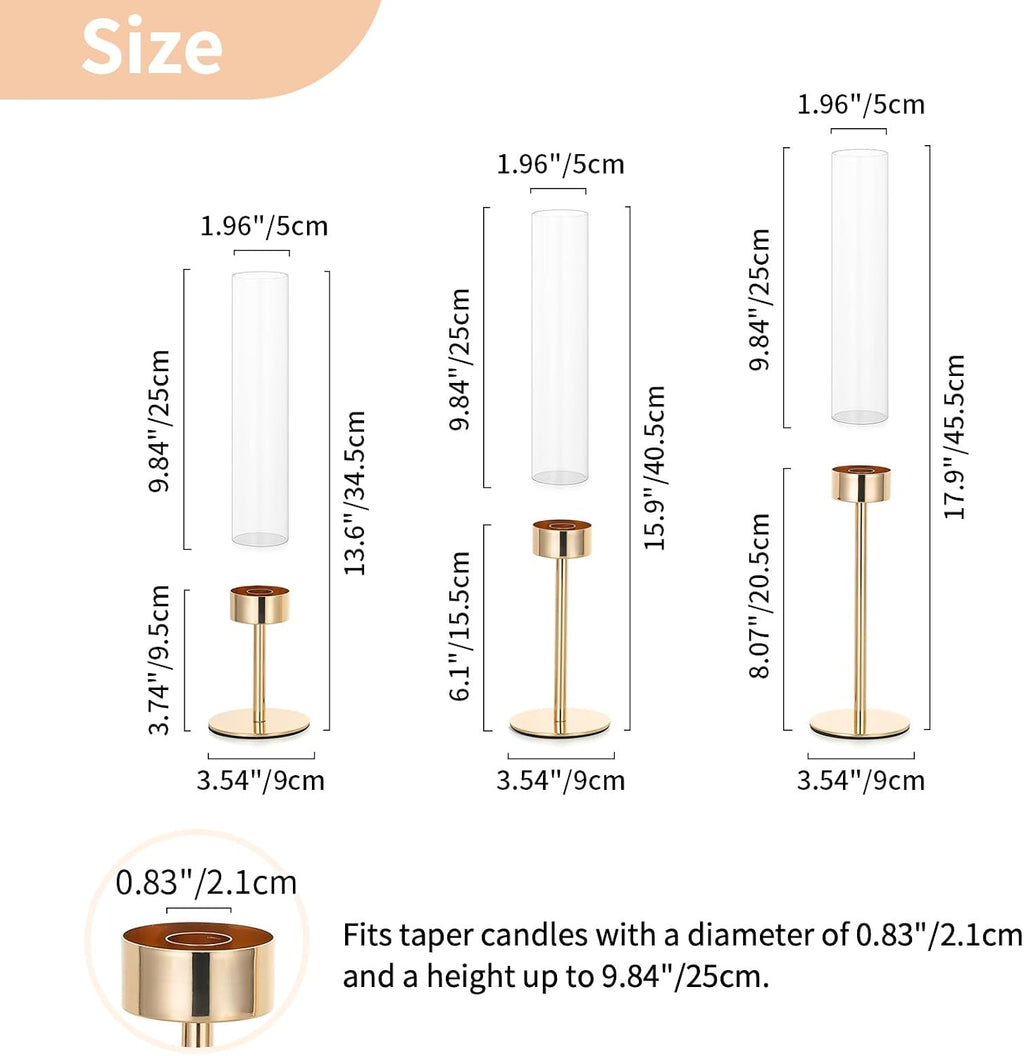 NUPTIO Hurricane Candlestick Holders for Centerpiece, Taper Candle Holders