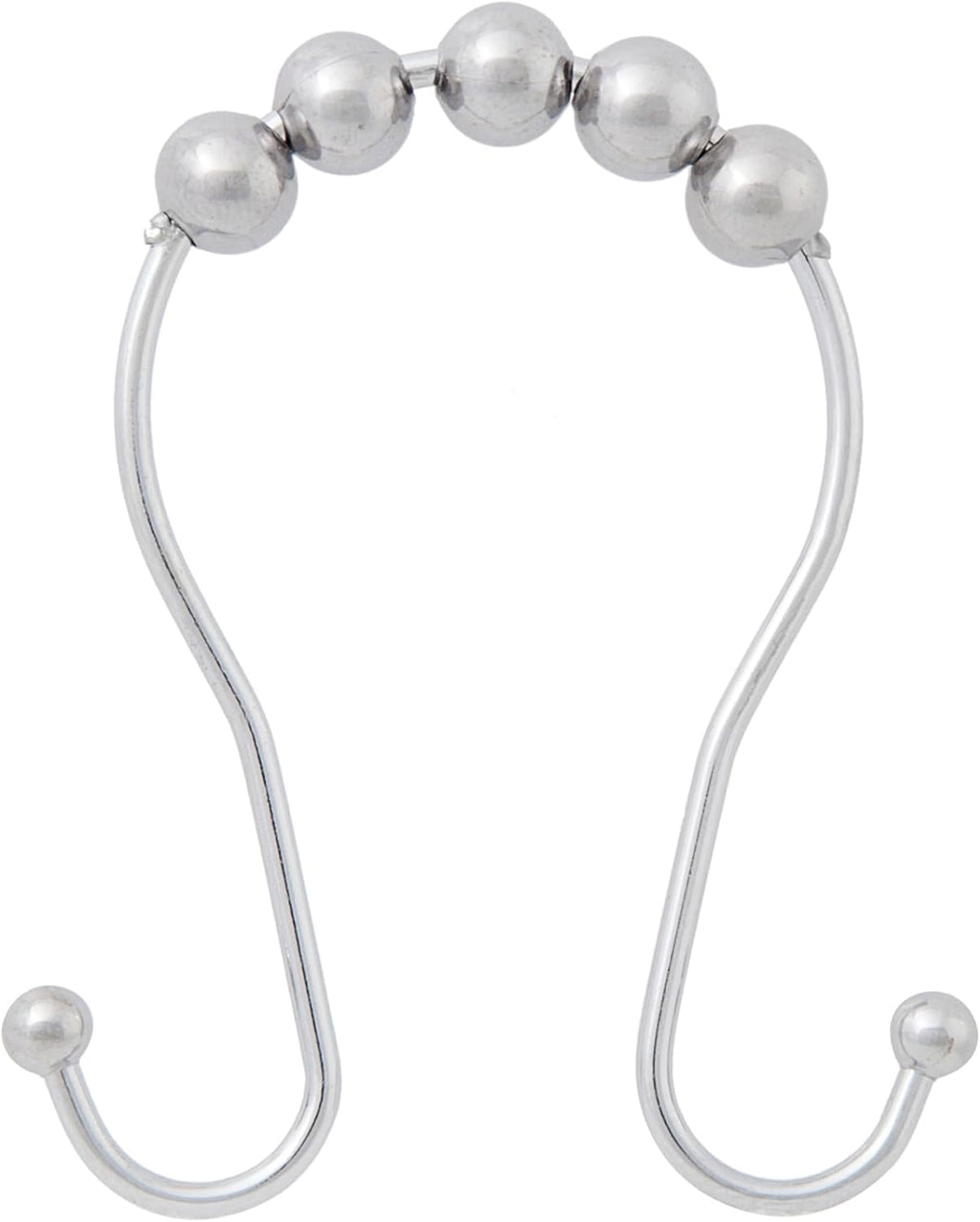 Kenney KN67123 Rust-Resistant Gliding Metal Beaded Shower Curtain Rings with Double Hanging Hooks for Shower Curtain and Standard Shower Curtain Rod, Bathroom Use, Easy to Install, 12-Pack, Chrome