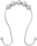 Kenney KN67123 Rust-Resistant Gliding Metal Beaded Shower Curtain Rings with Double Hanging Hooks for Shower Curtain and Standard Shower Curtain Rod, Bathroom Use, Easy to Install, 12-Pack, Chrome