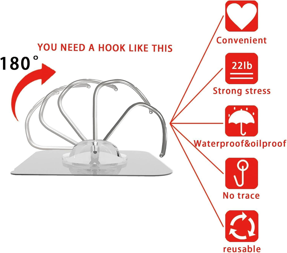 Latoxcaa 30-Pack Heavy Duty Wall Adhesive Hooks