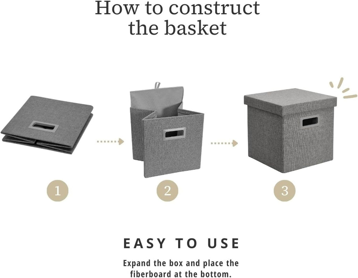 DECOMOMO Storage Basket with Lids, 3x Tougher Collapsible Storage Bins