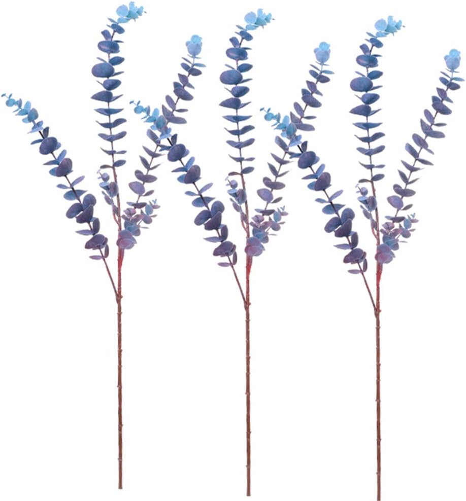 3 Pcs 31.5" Artificial Eucalyptus Leaves Spray for Vase Decor, Blue