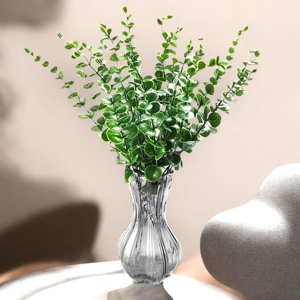 TIHOOD 25pcs Eucalyptus Stems Faux Greenery Artificial Eucalyptus Leaves Decor Branches for Wedding Centerpiece Flowers Bouquet Farmhouse Home Decoration