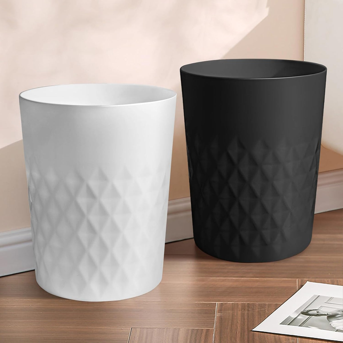 YGJT Bathroom Trash Can, 3 Pack 1.8 Gallons Small Trash Can with Trash Bags