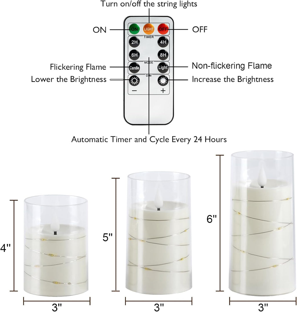 Homemory Flickering Flameless Candles, White LED Pillar Candles with Remote