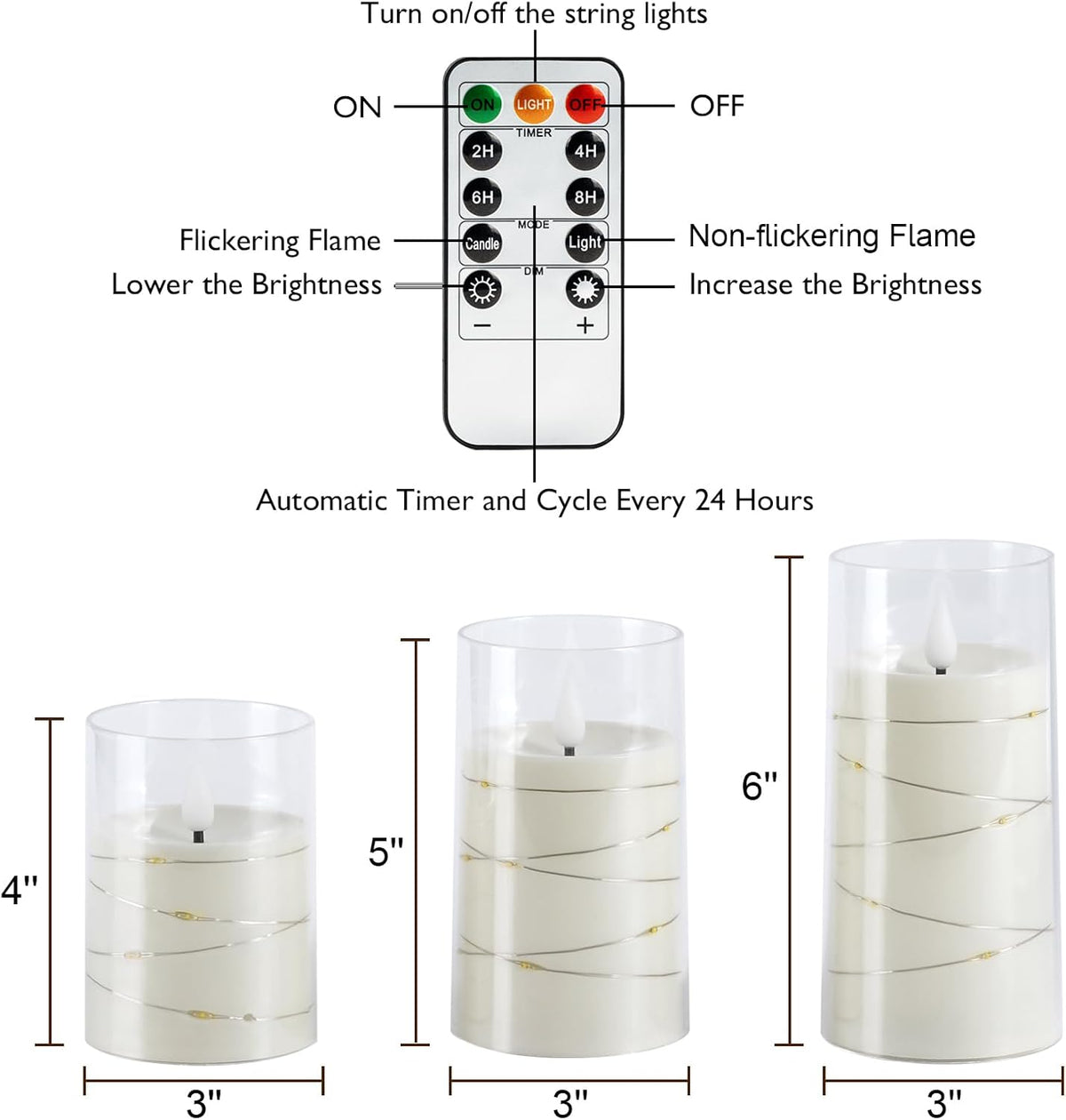 Homemory Flickering Flameless Candles, White LED Pillar Candles with Remote