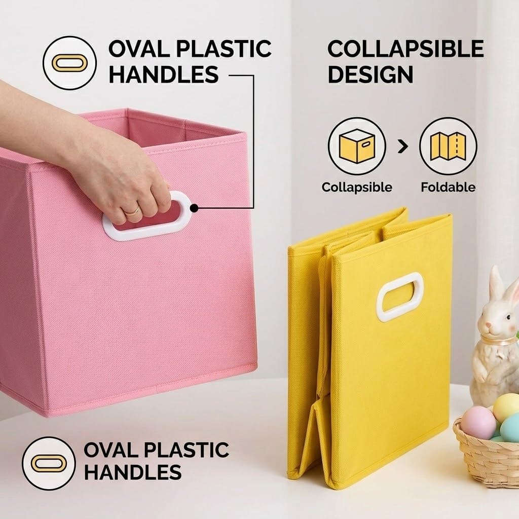 Lourome 11 inch Cube Storage Organizer, 6Color 6 Pack, with Handle